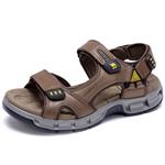 CAMEL CROWN Men's Leather Sandals Summer Athletic Sandals Air Cushion Casual Strap Water Sandals for Outdoor Hiking Walking Beach