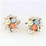 Hemlock Women Lady Elegant Ear Stud Ceramic Flower Earrings (White)