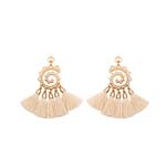 Twinsmall Dangle Earrings Tassel Hoop Earrings Bohemia Fan Shape Drop Earrings Dangle Hook Eardrop for Women Party