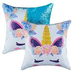 Unicorn Sequins Throw Pillow Case for Girls Kids,Christmas Festival Decorative Reversible Mermaid Cushion Cover Room Decor for Sofa Bed 16