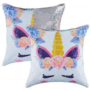 Unicorn Sequins Throw Pillow Case for Girls Kids,Christmas Festival Decorative Reversible Mermaid Cushion Cover Room Decor for Sofa Bed 16 