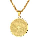 U7 Coin Medal Necklace Men Women Stainless Steel 18K Gold Plated Personalized Mantra Engrave Inspirational Jewelry/Tree of Life Pendant/Cross Lords Prayer Necklace,Customizable and Send Gift Box