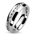 Round Cut CZ Stainless Steel Eternity Wedding Ring Band (4-8mm Wide) Size 4.5-13