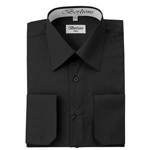 Berlioni Men's Long Sleeve Solid Colors Convertible Cuffs Dress Shirts - Many Colors