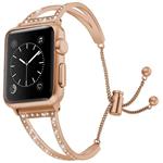 JuQBanke Compatible for Apple Watch Bands 38mm 40mm, Jewelry Rhinestone Stainless Steel Cuff, Compatible for iWatch Bracelet Bangle Sereis 4 3 2 1 Womens Adjustable(Rose Gold, 38mm 40mm)