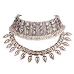 Thkmeet Vintage Alloy Crystal Exaggerated Collar Necklace Choker Chunky Statement Bib Necklaces