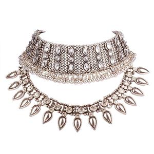 Thkmeet Vintage Alloy Crystal Exaggerated Collar Necklace Choker Chunky Statement Bib Necklaces 
