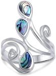 Oxford Diamond Co Abalone Shell .925 Sterling Silver Ring Sizes 5-13