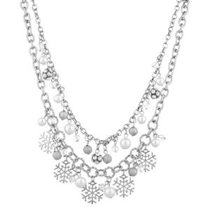 Lux Accessories Silver Tone Christmas Holiday Winter Snowflake Necklace 
