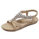 Fnnetiana Women's T-Strap Beach Flower Ankle Strap Flat Sandal Thong Shoes