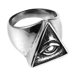 HZMAN Biker Cool Eye Rings for Men Women, Stainless Steel Band Illuminati The All-Seeing-Eye Pyramid/Eye Symbol Ring, Eye of Providence