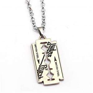 Music Band Judas Priest Necklace razor blade shape Pendant Fashion link chain Necklaces Friendship Gift Jewelry Accessories 