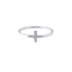 14k Yellow or White Gold or Sterling Silver Sideways Cross Ring