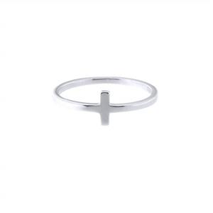 14k Yellow or White Gold Sterling Silver Sideways Cross Ring 