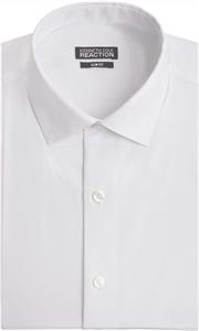 Kenneth Cole REACTION Men's Chambray Slim Fit Solid Spread Collar Dress Shirt