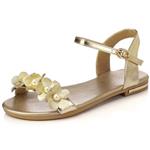 DecoStain Women's Sweet Pearl Flowers Flat Sandals Buckle Strap Open Toe Dress Sandals