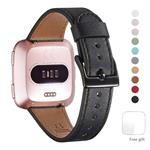 ساعت و مچ بند هوشمند  WFEAGL for Fitbit Versa Band, Top Grain Leather Band Replacement Strap for Fitbit Versa Fitness Smart Watch (Black Band+Black Buckle)