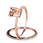 Engagement Ring，Rubysam Rose Gold Exquisite Micro-set Diamond Zircon Ring With Fine Square