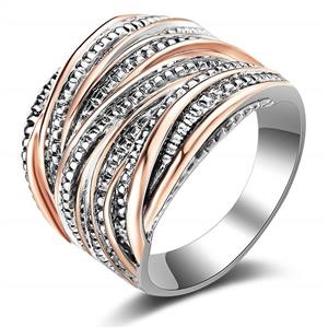 Mytys 2 Tone Intertwined Crossover Statement Ring Fashion Chunky Band Rings for Women Men Gold Silver Rose Gold Plated Wide Index Finger Rings Costume Jewelry