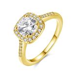Xiaomei Clear and Exquisite 925 Sterling Silver Cube Diamond Drill Cz Diamond Engagement Bride Jewelry Ring (US Code 5, Gold)