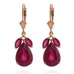 11 CTW 14K Solid White Rose Yellow Gold Dangle Earrings - Tulip Bow Design Natural Ruby 4298