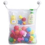 FZY Bath Toy Organizer Quick Dry Bathtub Mesh Net - Massive Baby Toy Storage Bin + 3 Soap Pockets with 2 Strong Suction Hooks (White )