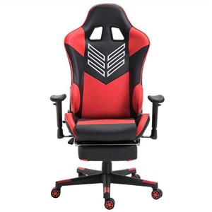 Baishitang Gaming Chair with Footrest PU Leather Ergonomic Racing Computer Chair Large Size High-Back Office Chair with Headrest and Lumbar Support(Red) 