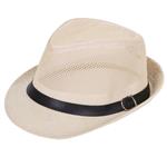 Halfbye Sun Straw Fedora Beach Hat Fine Braid UPF50+ for Both Women Men