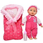Soft Baby Doll with Bottle and Carrier, First Realistic Lifelike Soft Body Doll Toy Set for Toddlers and Kids, Includes 13 Inch Doll, Sleeping Bag for Bedtime, Pillow, Milk Bottle and Bib