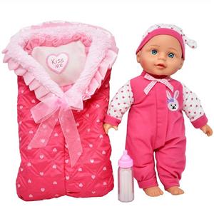 Soft Baby Doll with Bottle and Carrier, First Realistic Lifelike Body Toy Set for Toddlers Kids, Includes 13 Inch Sleeping Bag Bedtime, Pillow, Milk Bib 