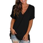 Mebamook T Shirts for Women, Women's Summer V Neck Short Sleeve Shirt Casual Tunic Tops Blouse