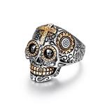 LAOYOU Sugar Skull Rings for Men Women, Stainless Steel Day of The Dead Gothic Cross Mens Jewelry, Womens Biker Cool Ring