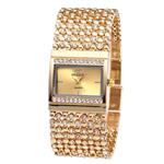 Wrist Watches for Women Under 5 ❤ Luxury Ladies Metal Quartz Mesh Belt Rectangle Dial with Diamond Women Watche