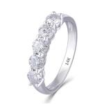 DOVEGGS Solid 14K White Gold 1.25CTW 4mm GH Color Moissanite Engagement Ring Half Eternity Anniversary Wedding Band