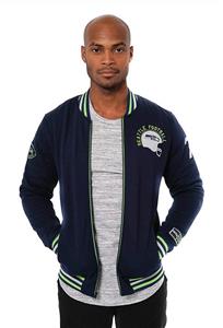 ICER Brands NFL Men's Full Zip Fleece Vintage Letterman Varsity Jacket, Team Color