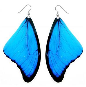 Real Blue Morpho Butterfly Wing Earrings - Handmade Insect Jewelry 