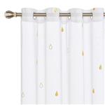 Deconovo Sheer Curtains with Foil Print Design of Gold Water Drops Linen Look Grommet Top Drapery Panels for Boys Room Curtains for Spring 52 x 84 Inch White 1 Pair