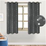 BGment Kids Blackout Curtains for Bedroom - Silver Star Printed Thermal Insulated Room Darkening Grommet Curtains for Living Room, Set of 2 Panels (42 x 63 Inch, Grey)