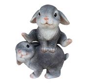 TABOR TOOLS Rabbits Playing Ornament, Terrace Figurine, Miniature Statue, Cute Patio Bunny Figure, Outdoor Decor, Sculpture for Your Garden, Home or Office. DM406A. (2 Rabbits Playing)