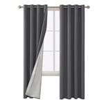Deconovo Blackout Curtains Thermal Insulated Draperies with Silver Coating Back Window Draperies for French Doors 52W x 95L Inch Dark Grey 2 Panels