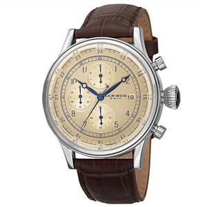 Akribos XXIV Men's Chronograph Watch - 3 Subdials with Date Window On Crocodile Pattern Leather Strap - AK798