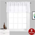 PRAVIVE Sheer Window Curtain Valances - Elegant Rod Pocket Linen Look Privacy Semi Sheer Curtains Tier Set for Small Window/Kitchen/Bathroom, Width 55 by Length 18 Inch, White, 2 Panels