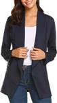 ELESOL Womens Long Blazer Work Office Stretchy Open Front Lapel Jacket Solid Knit Blazers S-XXL