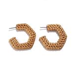 Miweel Rattan Earrings Handmade Straw Wicker Braid Hoop Earrings Lightweight Statement Bohemia Straw Braid Circle Earring for Women Girls