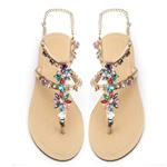 Odema Women's Crystal Diamond Rhinestone Bohemia Flip Flops Beach T-Strap Flat Sandals 