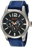 HUGO BOSS Orange Men's Quartz Stainless Steel and Leather Casual Watch, Color:Blue (Model: 1513250)