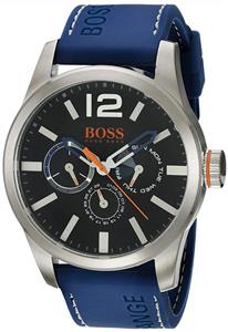 HUGO BOSS Orange Men's Quartz Stainless Steel and Leather Casual Watch, Color:Blue (Model: 1513250) 