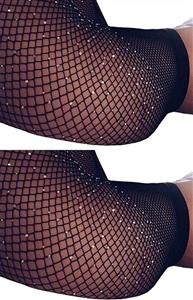  DancMolly Sparkle Rhinestone Fishnet Stockings