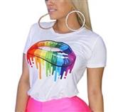 Women's Long Sleeve Blouse Rainbow Stripe Casual Loose Tunics T-Shirt Tops