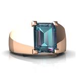 14kt Gold Lab Alexandrite 9x7mm Emerald_Cut Men's Ring